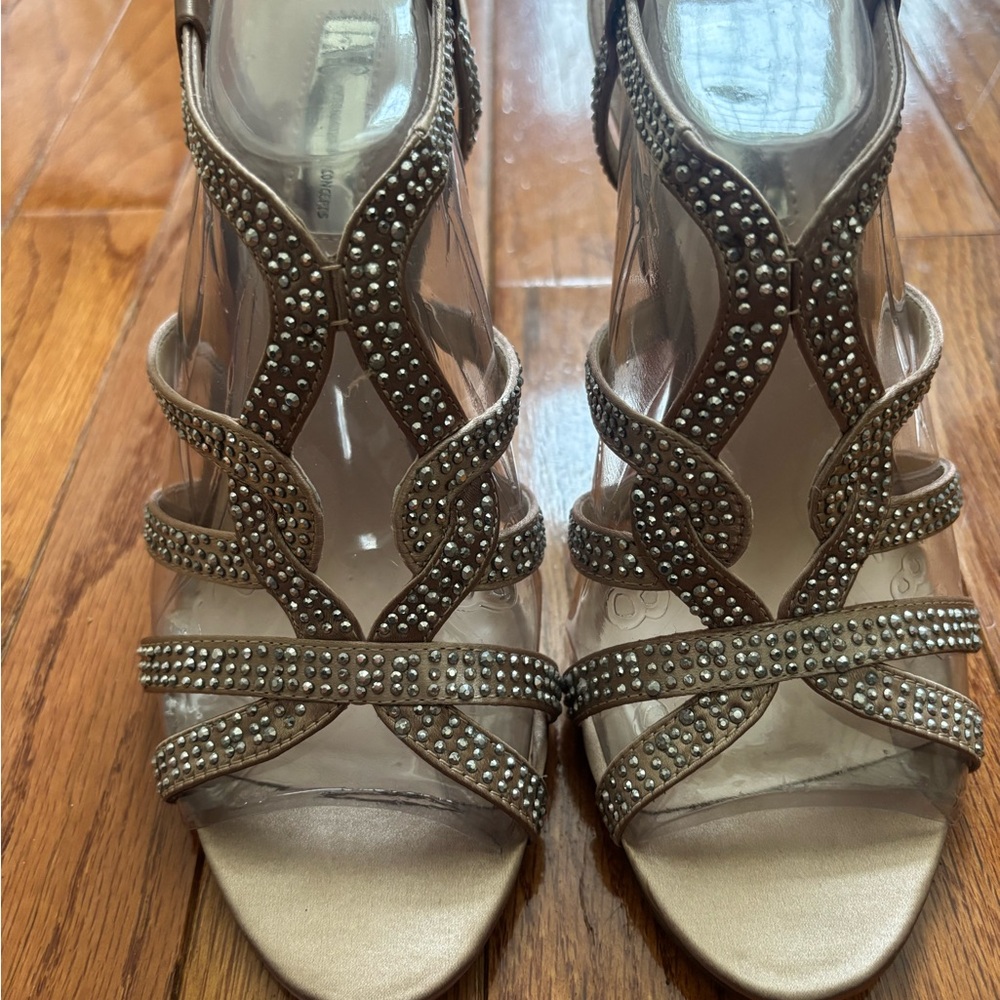 INC Elegant Rhinestone Embellished Heels in Bisque Womens 8
